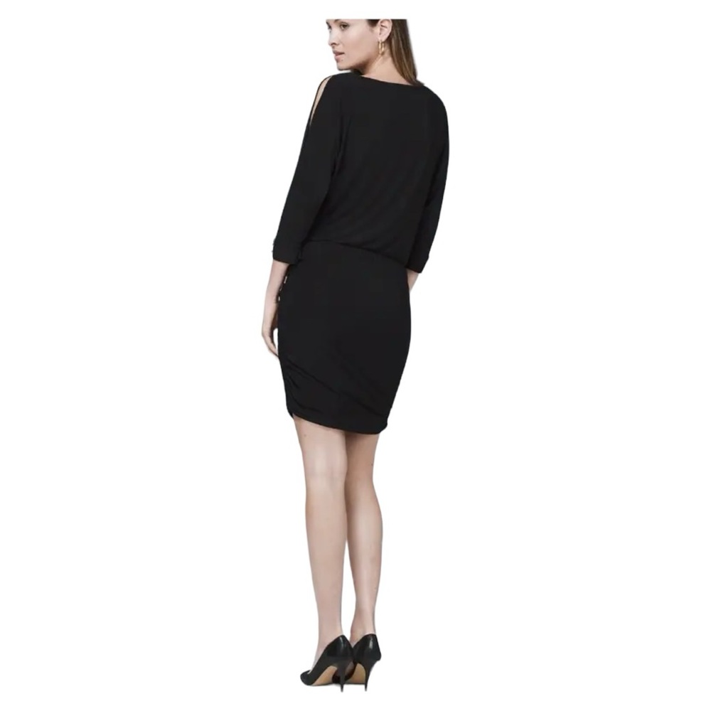 White House Black Market Black Dress with Slit Sleeves size M.